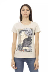 Beige Cotton Women's T-Shirt
